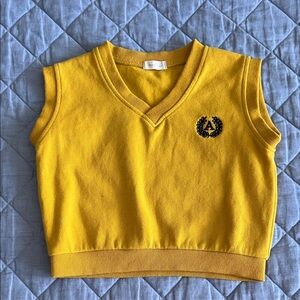 Yellow Sleeveless Sweater Vest with Embroidered Logo